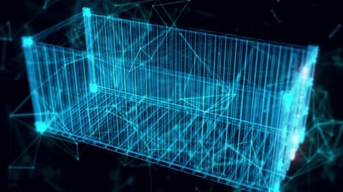 Shipping Container Hologram Close Up 4k