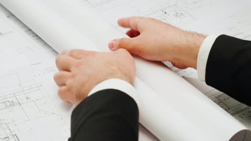 Homme Architecte Dessin Plan Plan Plan Gros Plan