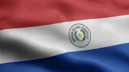 Paraguay Flag Waving in Realistic Detail
