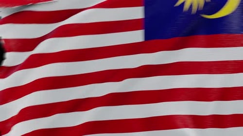 Waving Malaysia Flag Animation Realistic Fabric Loop