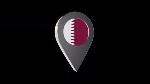 Modern 3D Rotating Qatar Flag Location Pin