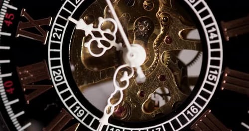 Watch Gears Turning, Time Passing Close Up