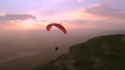 Paragliding in Sunset Cinematic Epic Extreme Sport