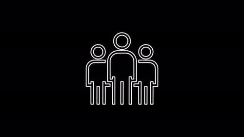 Animated Line Drawing People Group Icon Reveal