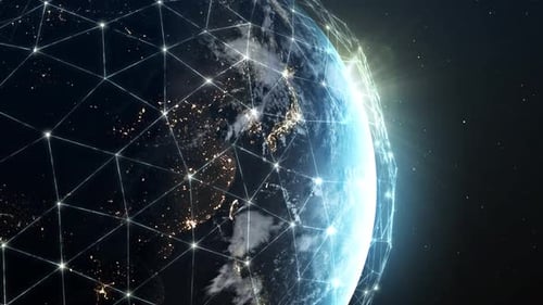 Futuristic Earth Digital Network Global Connectivity Animation
