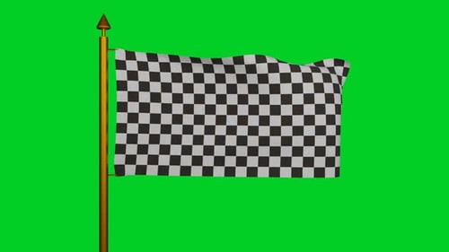 Waving Checkered Flag on Green Screen for Race Finish Line