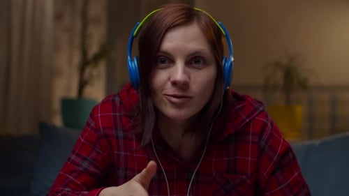 Woman Talking at the Camera