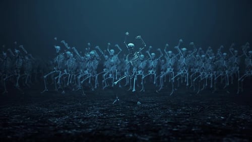 Animated Spooky Skeletons Dancing Halloween Background