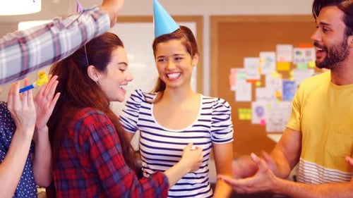 Friends Celebrate Birthday at Workplace