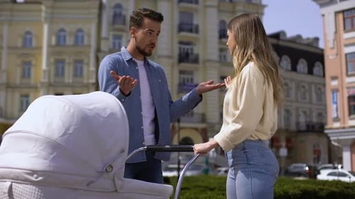 Irritated Parents Arguing Crying Baby, Relations Crisis, Parenting Difficulties