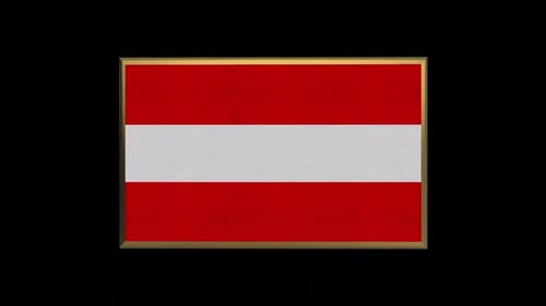 3D Austria Flag Gold Frame Rotating Animation