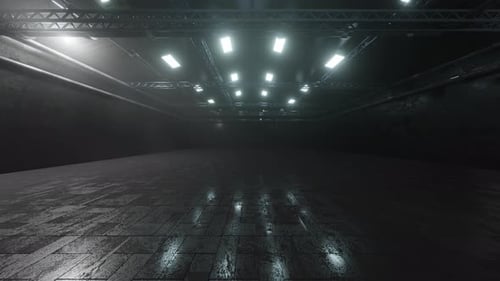 3D rendered illustration of dark industrial storage facility