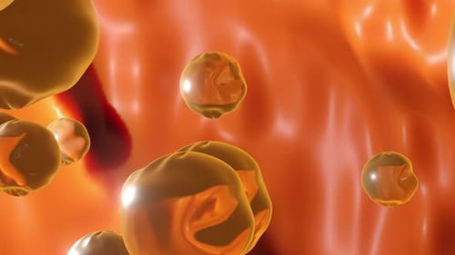 Organic Golden Fluid Particles Abstract Science Background