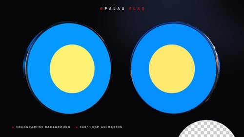 Palau Flag 3D Rotating Disc Animation