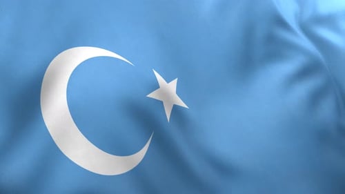 Drapeau du Turkestan oriental/Drapeau ouïghour - 4K