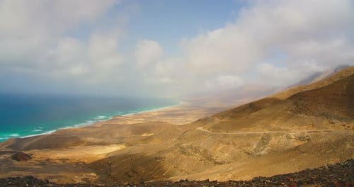 Cofete Beach with Endless Horizon and Traces on the Sand