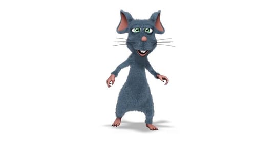 Animated Cartoon Rat Character Waving and Dancing on White Background