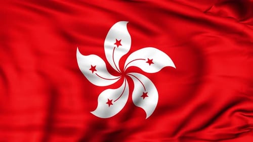 Realistic Hong Kong Flag Waving Loop Animation