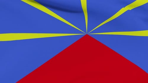 Animated Réunion Flag Waving Seamlessly with Fabric Texture