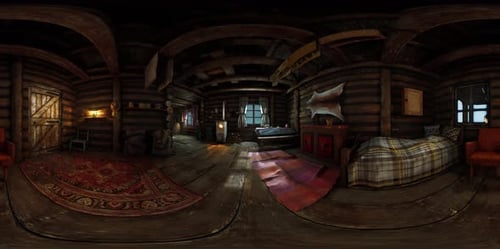 VR360 View of Old Log Home Interior