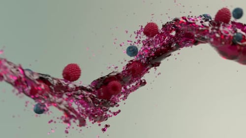 Blueberries and Raspberry Juice Stream