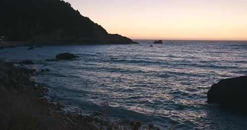 Beautiful Slow Motion of Sea Waves in the Evening