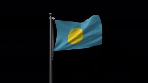 Realistic Waving Flag of Palau 3D Animation