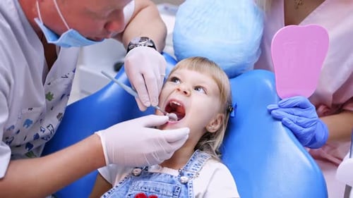 Little Girl at Dentist Getting Dental Checkup