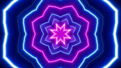 Abstract Flower Shape Neon Tunnel 4K Loop