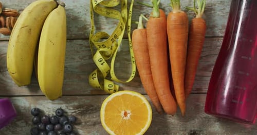 Healthy Eating and Fitness Overhead View