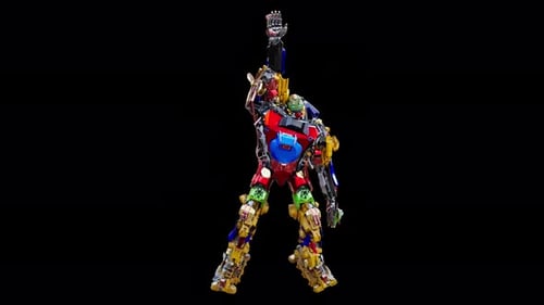Dancing Colorful Robot Performing Future Moves Animation
