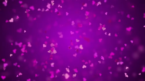 Glamour Glowing Purple Heart Shapes Particles Background Saint Valentine’s Day Seamles Loop 4K