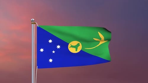 Animated Christmas Island Flag Waving Loop