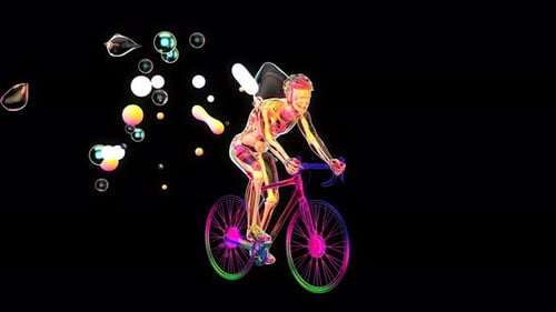4K abstract Cyclist riding