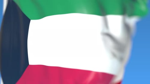 Realistic Waving Kuwait Flag Animation
