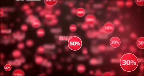 Animated Red Sale Text and Discount Bubbles Background