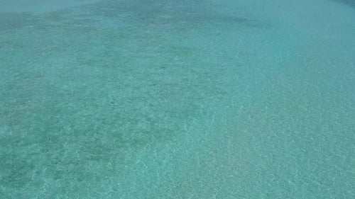 Sunny scenery of tropical island beach time by blue water and sand background near resort
