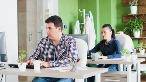 Team Working Together in Bright Modern Office Space
