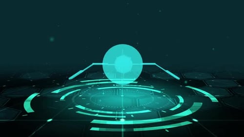 Futuristic Satellite Hologram with Digital HUD Background Loop