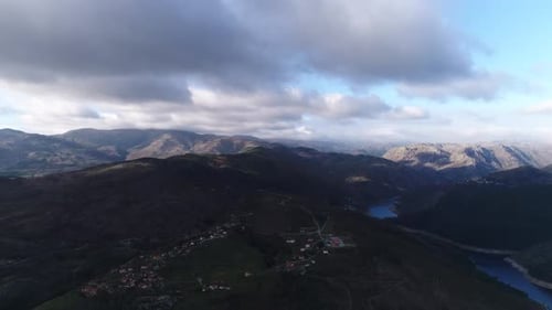 Flying Over River and Mountains