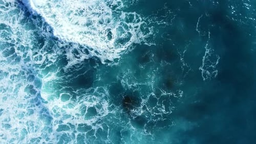 Ocean Slow Motion Sea Storm with Turquoise Waves Aerial Landscape Ecology and Clean Water Nature