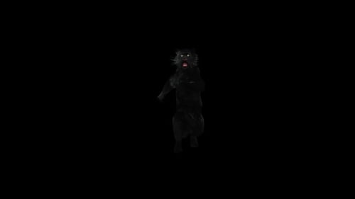 3D Animated Black Panther Roaring on Black Background