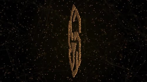 Rotating Golden Particle Hexagon Logo Reveal Animation