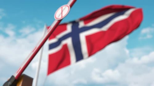 Norwegian Flag and Coronavirus Restriction Barrier Animation