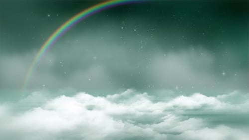 Twinkling Stars, Rainbow, and Drifting Clouds Loop Background