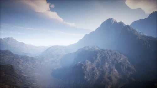 Volcano Crater Landscape with Fog