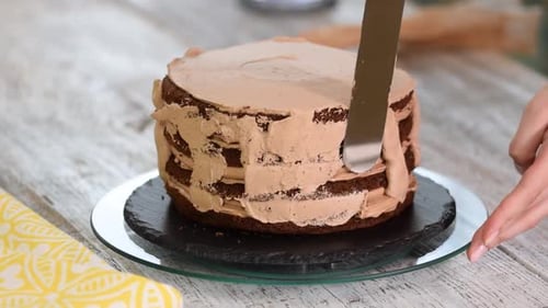 Cake Decorating Process Close Up