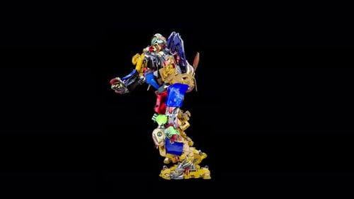 Colorful Mechanical Robot Toy Striding Animation