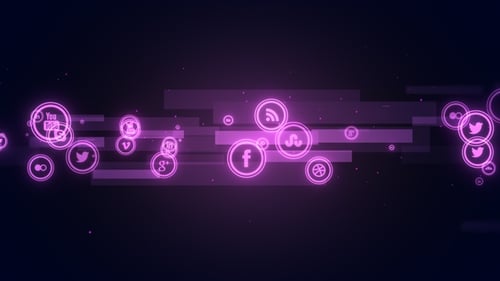 Vibrant Neon Social Media Icons Background Animation