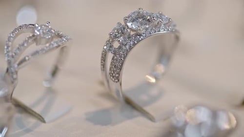 Standout Rings in Silver on Luxury Shop Display
